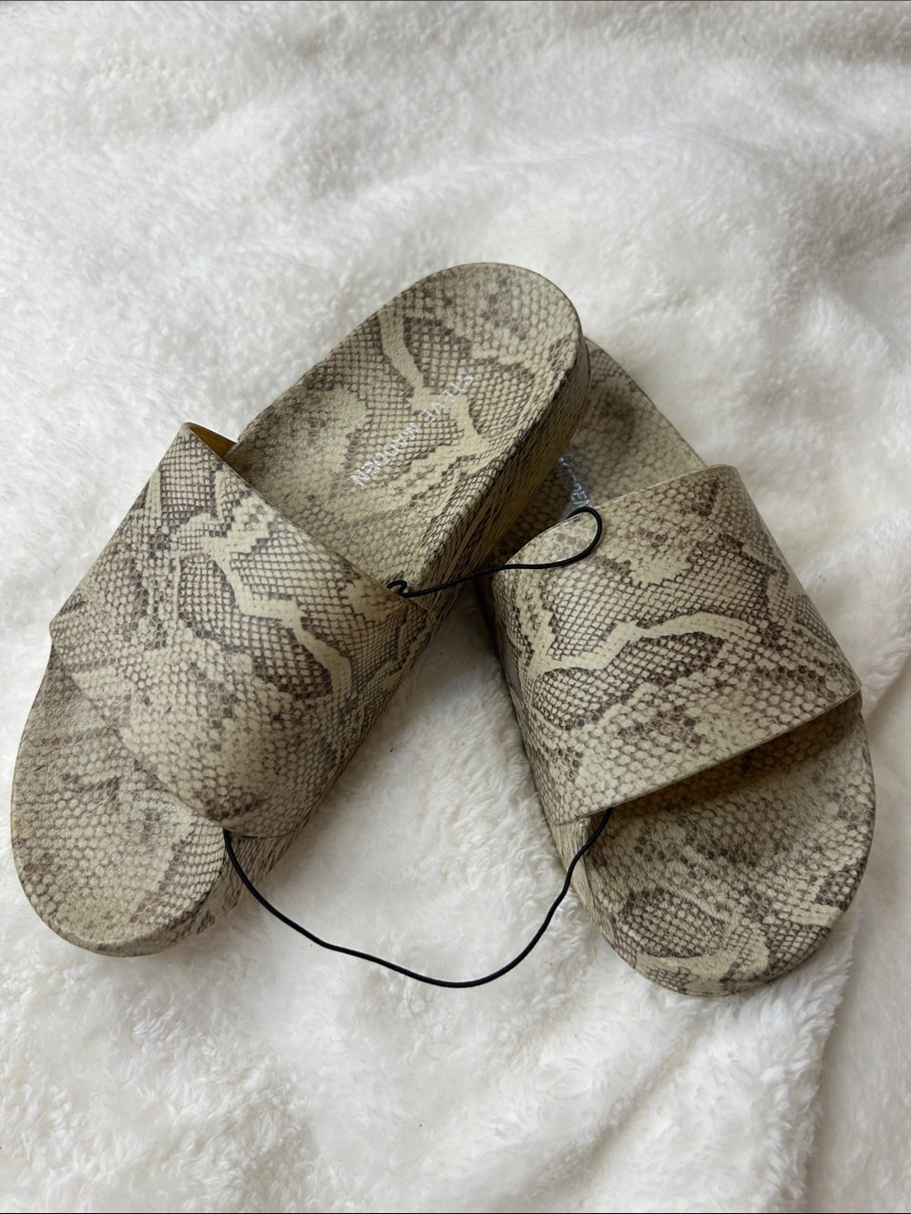 Steve Madden Taupe Snake-Print Reptile Slide Sandals